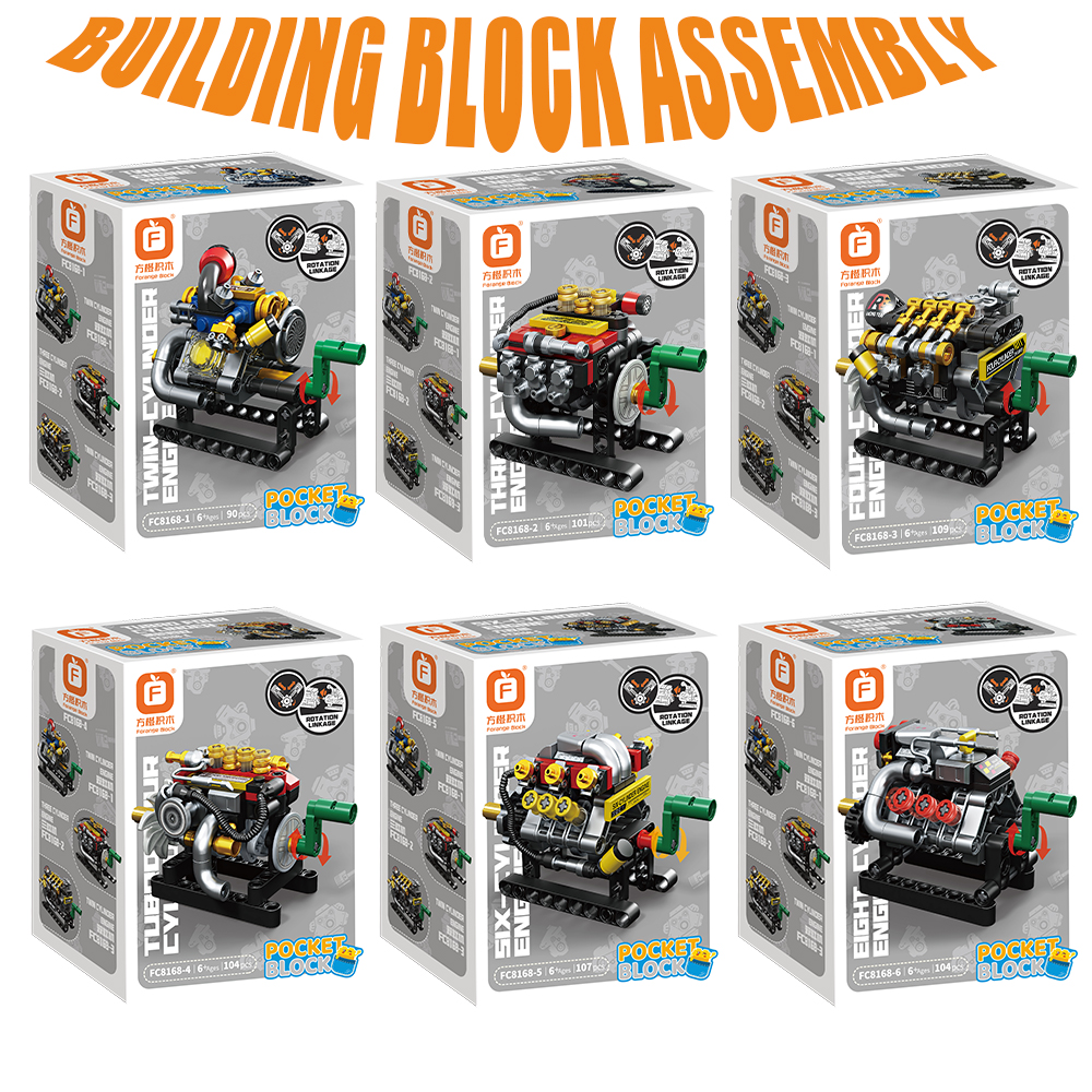 Kids Toys Blocks - Mini Engine 2/3/4/6/8 Cylinder Turbo Engine