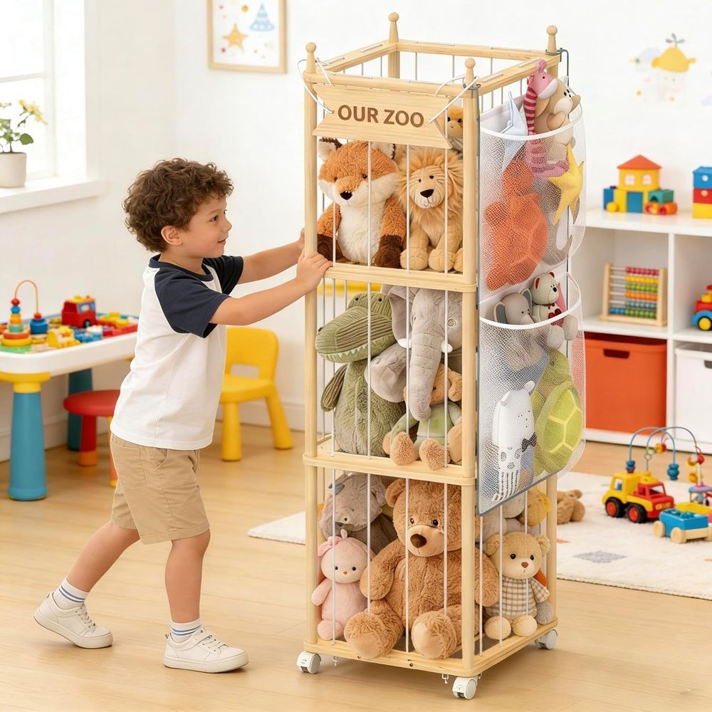 Kids Toys Kids Toys - Animal Storage, Wooden Zoo Toy Organizer