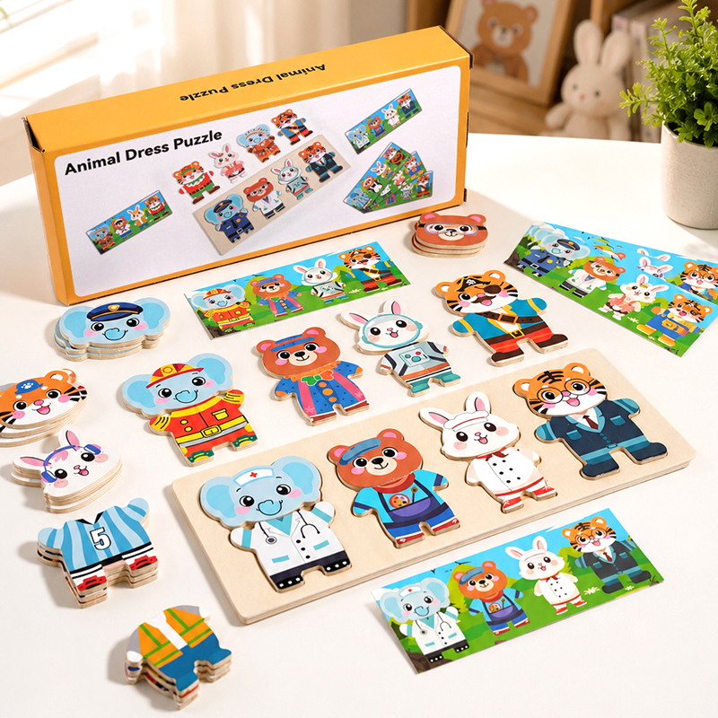 Kid Toys Ads - Kids Wooden Educational Toys Animal Dress
